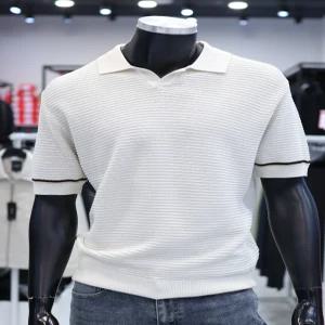 [STCO]SS 여름 아이보리 가로조직 반팔 카라니트 F1KT25251