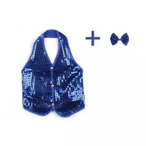 반짝이조끼세트(블루)-중파티 리본 보우타이 반짝이보 반짝이의상 행사 반짝이 마술 사옷 마술용