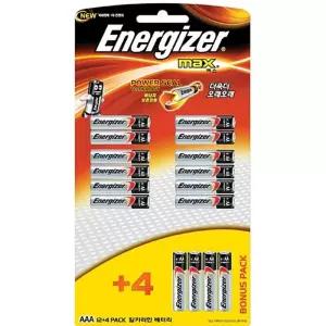 에너자이저 맥스 건전지 AAA 12plus4 LR03 알카라인일회용 1회용 다용도 알인 원형 일반