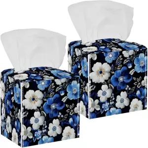 파란색과 흰색 꽃 2팩 1 티슈 박스 호텔 및 레스토랑 종이 타월