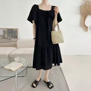 날개소매 빅사이즈 임산부 반팔 롱 원피스임부복 임산부옷 만삭 하객룩 여름 패션 루즈핏 임부