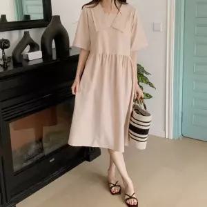 세라넥 빅사이즈 임산부 여름 롱 원피스셔츠 만삭 임부복