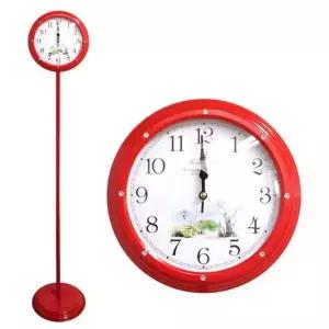 [골드스마일]무소음 큐빅 스탠드 시계 한국산 레드 인테리어 소품