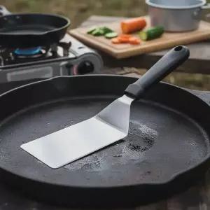 업소용 스텐 철판 뒤집개 사각 볶음 주걱 캠핑 요리용 스패출러 7.5cm
