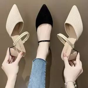 인기상품 발등 스트랩 라인 큐빅 골지 미들 뮬 샌들 [WF8CCC5_260403]