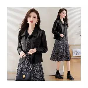 헐크 여자 여사친 숏레더 봄가을 길거리 가죽무스탕 지고 코트 개성있는 아침 KKE1