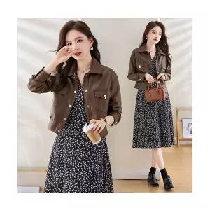 헐크 여성 여친 코트 가죽무스탕 개성있는 카고 스타일 숏레더 봄가을 KKE1