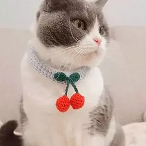 동물 강아지 뜨개 케이프 체리 고양이 뜨개 케이프 반려동물 스카프