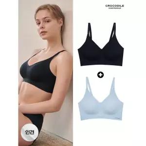 [하프클럽/ 이너웨어]쿨 인견 스트랍 브라 1 1 블랙 라이트블루