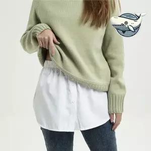 ONM 스타일리시 레이어드 혼합 밑단 셔츠 스커트