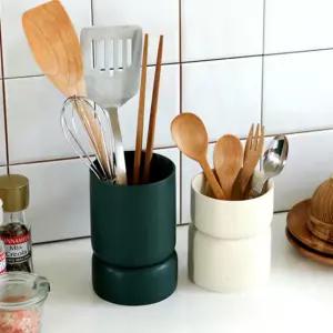 그란데로자 세라믹 수저통 세트 물빠짐 도자기 스텐 수저케이스 예쁜 인테리어 디자인