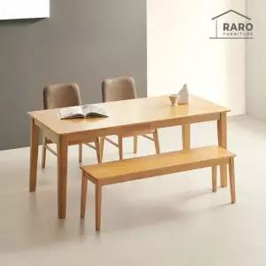 라로퍼니처 린디 1700 고무나무 원목 6인 식탁 세트 식탁+의자2+벤치1)
