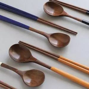 원목 수저 한식 신혼부부 숟가락 옻칠 가정용 젓가락 나무숟가락