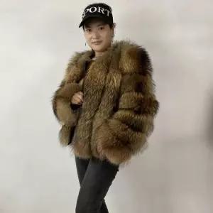 모피 자켓 캐시미어 밍크 트렌치 코트 BEIZIRU 겨울 여성용 진짜 너구리 실버 여우 짧은 라운드 넥 xxxxxl