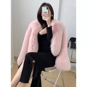 모피 자켓 캐시미어 밍크 트렌치 코트 캐주얼 인조 여우 핑크 플러시 여성용 따뜻한 두꺼운 아웃웨어 2022