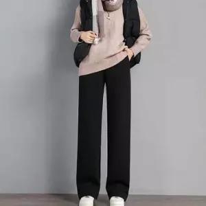 여성 겨울 기모바지 일자핏 통바지 퍼안감 밴딩팬츠