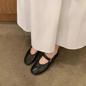 알마센 여성용 할머니 발레 프렌치 스트랩힐 슈즈 펌프스 플랫 라운드 ADOR5