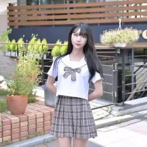 교복몰 체크 마카롱 일본교복 반팔 세트 세라복 티라