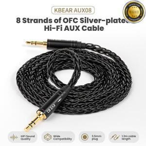 KBEAR AUX08 8 코어 HiFi 이어폰 오디오 케이블 스피커 3.5mm 남성-남성 Aux 전화 헤드폰 자동차 MP3