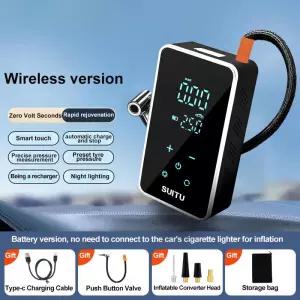 무선 공기 펌프 150psi 터치 스크린 휴대용 전기 타이어 팽창기 자동차 자전거 오토바이 미니 압축기