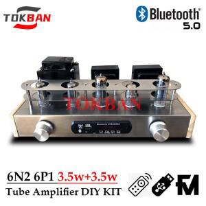 Tokban 6n2 6p1 진공관 증폭기 키트 Diy 3.5w * 2 2.0 클래스 A Usb Fm Aux Bluetooth 5.0 Vu 미터 HIFI Am
