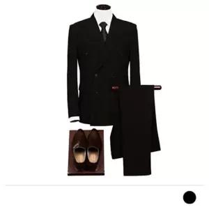 솔리드 검정 더블수트 피크 조끼품절 미디엄 WW1435BF