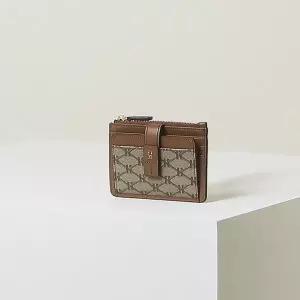 [헤지스](대구신세계)[HAZZYS ACC] 브라운 로고패턴 가죽 카드지갑 HIHO5F886W2