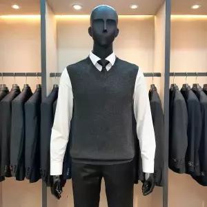 [바쏘](마산점)캐시미어 블랜디드 브이넥 남성조끼 [차콜 그레이]