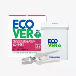 에코버 올인원 식기세척기세제 레몬 만다린 22개입+가위+틴케이스