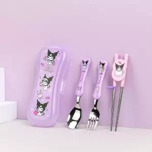 산리오 쿠로미 익스슬림 교정용젓가락 스푼포크 케이스 4P 세트 수저세트 어린이집 유치원 소풍 휴대용