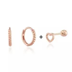 [로이드](마산점) 베이직 꼬임 원티치 귀걸이 하트 피어싱 세트 LOTL3073T