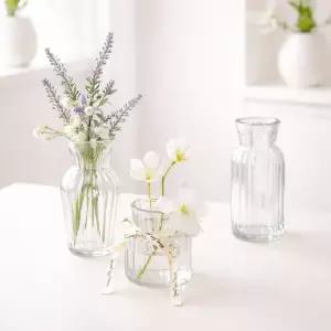 인테리어 유리 화병 꽃꽂이 생화 조화 오브제 실린더 플리츠 디퓨져화병 3종세트