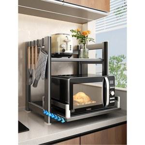 밥솥 스탠드 선반 2단 다이 보관 슬라이드선반 높이조절가능 밥솥선반 다용도 오븐 원목