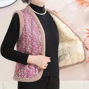 ONM 할머니 꽃무늬 털조끼 김장조끼 겨울 데일리 효도선물