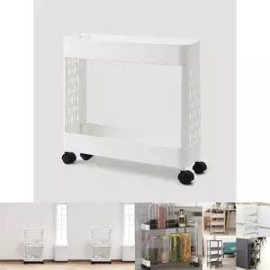 바퀴달린 선반 무빙 트롤리 2단/이동식/틈새/수납장/서랍장/욕실/코너/틈새장/수납/세탁실/침대/카트/슬림