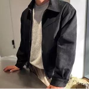 남성 캐주얼 블루종 자켓 스웨이드 간절기 아우터 봄 가을 베이직 자켓 2색상