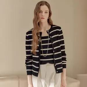 [마쟈] 스트라이프 슬리브리스 탑 가디건 세트 ZD04TP001ON