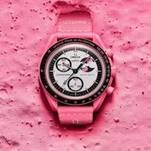 스와치x콜라보 바이오세라믹 문스와치 미션 투 더 슈퍼 핑크 문페이즈 SO33P700