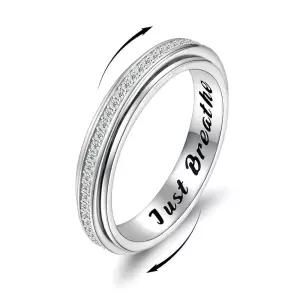 Sariel 불안한 여성을 위한 925 스털링 실버 스피너 반지, Just Breathe Fidget 명상 밴드, 스트레스 해소