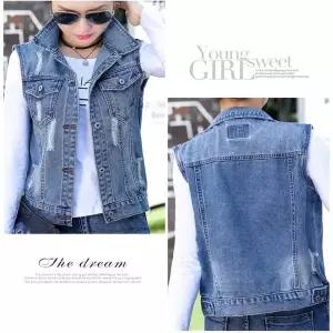 [하프클럽/]청조끼 남성 빈티지 데님 조끼 베스트