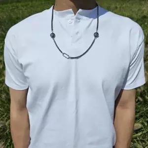 [노블른] 써지컬스틸 사슬 3줄 더블 크롬 목걸이