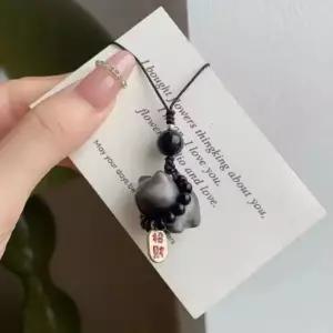 시험 흑요석 행운 수능 합격 커플템 부적 키링 선물 응원 액막이 고양이