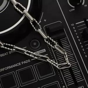 써지컬 꽈배기 사각 스퀘어 무늬 체인 목걸이