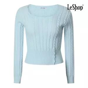 [르샵] 스퀘어넥 밑단 버튼 케이블 니트 (BQ2KP003A)