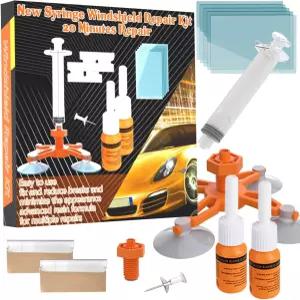 윈드실드 수리 키트 압력 주사기가 장착된 업그레이드된 칩 자동차 균열 황소 눈을 고정하는 유리 퀵 픽스