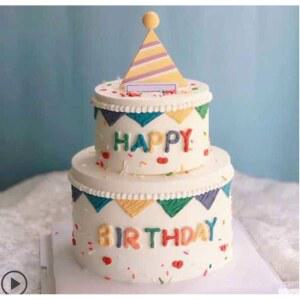 모형 케이크 2단 시뮬레이션 생일축하 돌잔치 파티룸 기념일 파티 클레이 깃털 티아라 장식