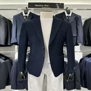 [트루젠][트루젠] 트루젠 이태리마르조또  썸머울혼방 스판 네이비 비지니스캐주얼 자켓 FI6612005014 (P00