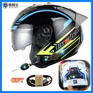 블루투스 헤드셋 이어폰 및 분리형 라이너가 내장된 DOT 승인 오픈 페이스 3/4 오토바이 헬멧