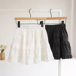 [잇수다] 로히키 밴딩 프릴 캉캉 플레어 미니 스커트 (바지안감)