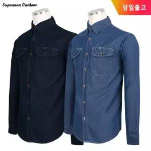봄가을_윈드C면청남방 남자 등산 낚시 작업복 데님 청